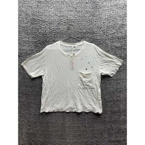 NWT Sundry Sun Moon Stars Graphic Pocket Short Sleeve Tee White Womens Size 2